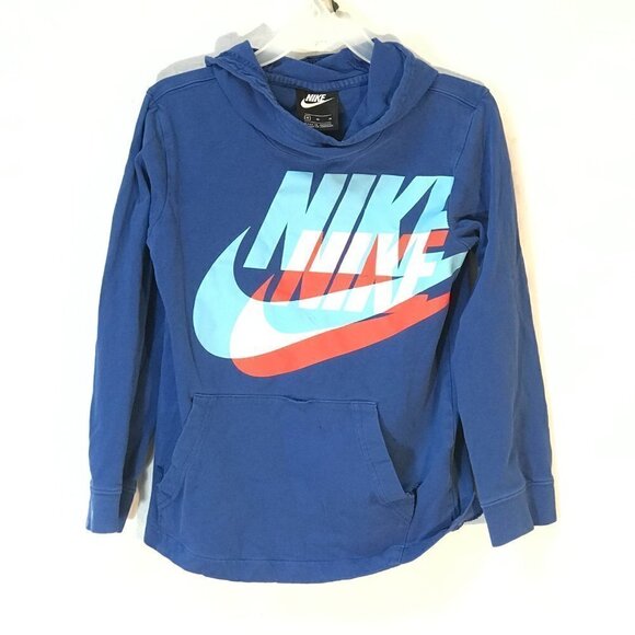 NIKE Swoosh Athletic Blue Sweater Hoodie - Picture 2 of 6